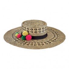 San Diego Hat Company Mujer&apos;s   Mixed Woven Paper Hat with Pom Tassel Trim 807928128843 eb-45955872
